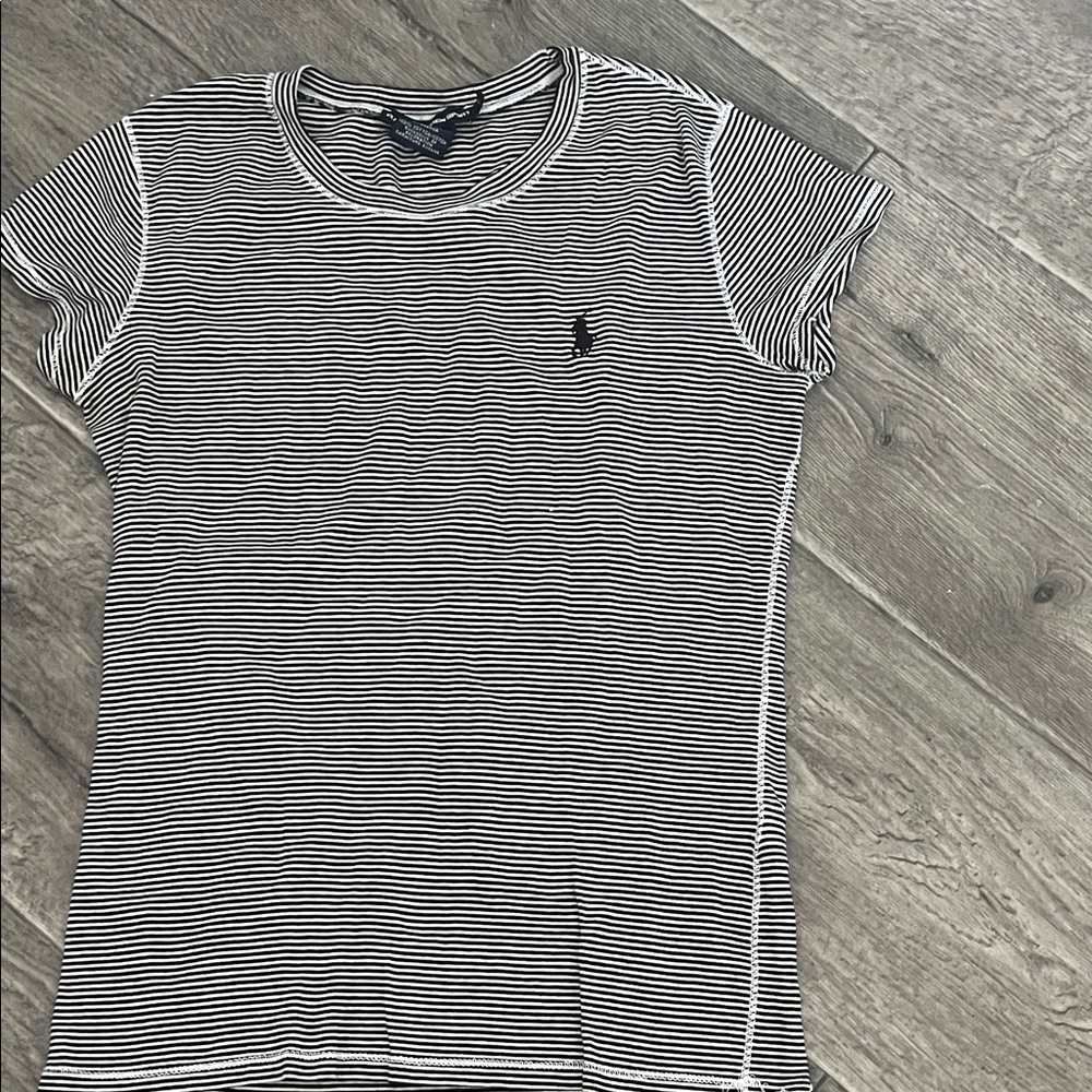Ralph Lauren Black and White Striped Top